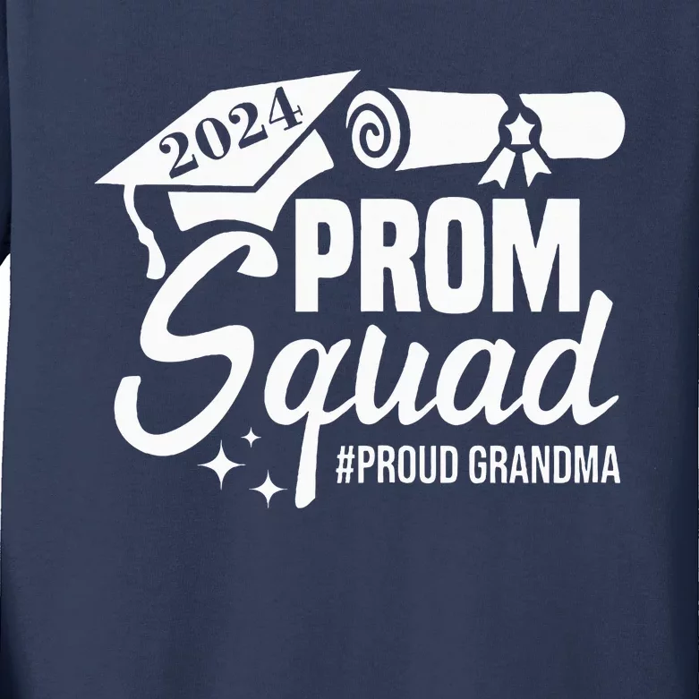 Prom Squad 2024 Proud Grandma Graduate Prom Class Of 2024 Kids Long Sleeve Shirt