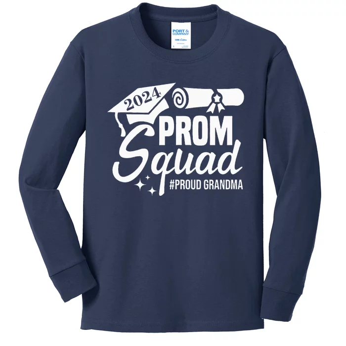 Prom Squad 2024 Proud Grandma Graduate Prom Class Of 2024 Kids Long Sleeve Shirt