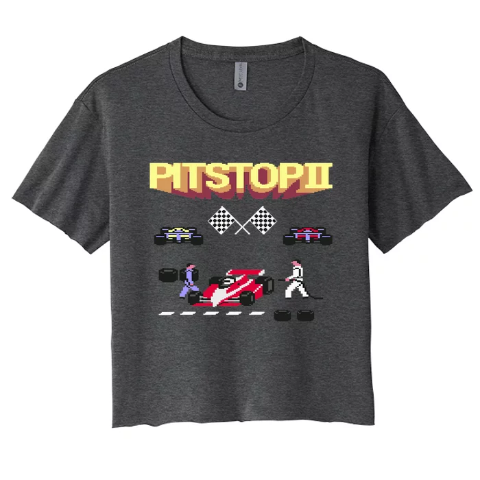 Pit Stop 2 Retro Theme Women's Crop Top Tee