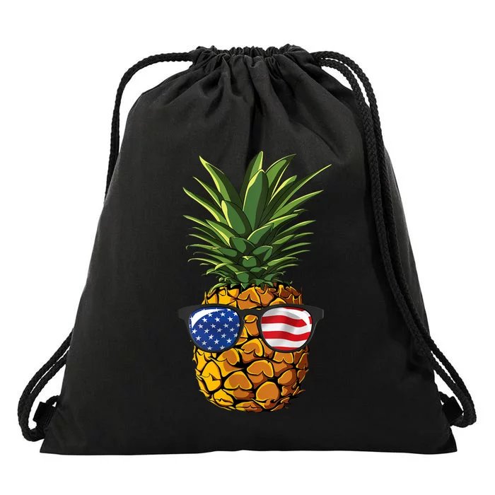 Pineapple Sunglasses 4th Of July Aloha Beaches Drawstring Bag