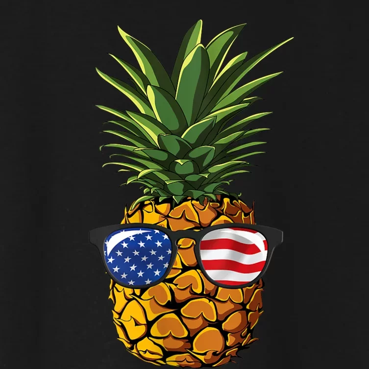 Pineapple Sunglasses 4th Of July Aloha Beaches Women's Crop Top Tee