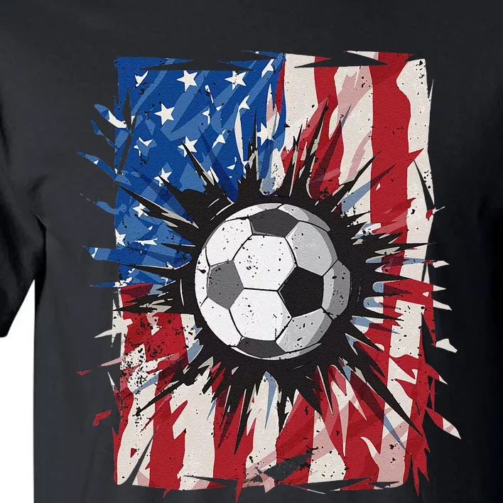 Patriotic Soccer 4th of July  USA American Flag Tall T-Shirt