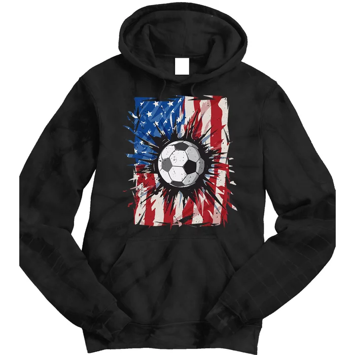 Patriotic Soccer 4th of July  USA American Flag Tie Dye Hoodie