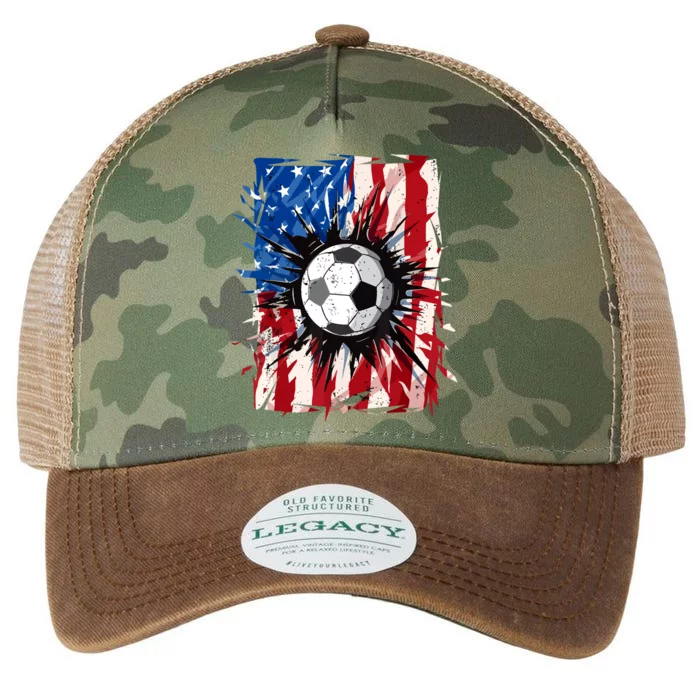 Patriotic Soccer 4th Of July Usa American Flag Legacy Tie Dye Trucker Hat