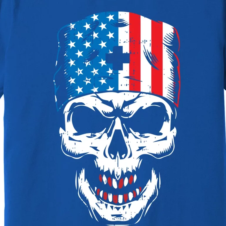 Police Skull 4th Of July Puppy Patriotic Dog Lover Police Gift Premium T-Shirt