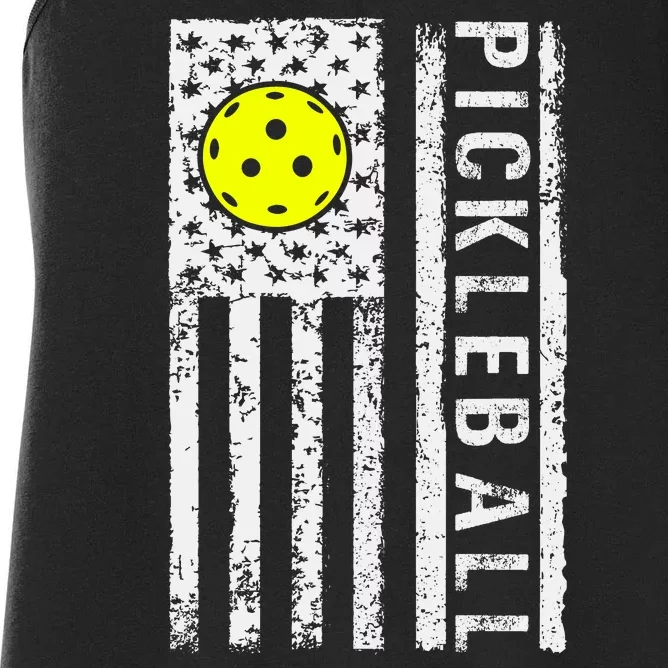 Pickleball Shirt American Flag Pickleball Player Gift Women's Racerback Tank