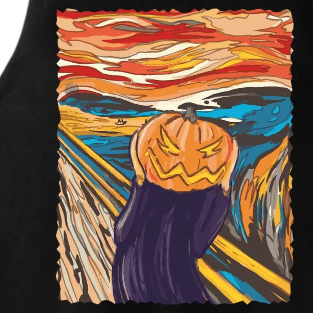 Pumpkin Scream Art Painting Parody Ladies Tri-Blend Wicking Tank