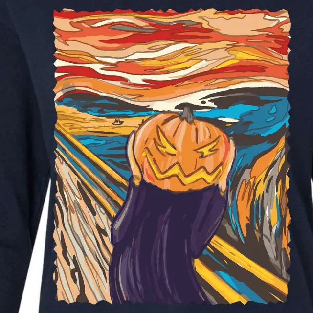 Pumpkin Scream Art Painting Parody Womens Cotton Relaxed Long Sleeve T-Shirt