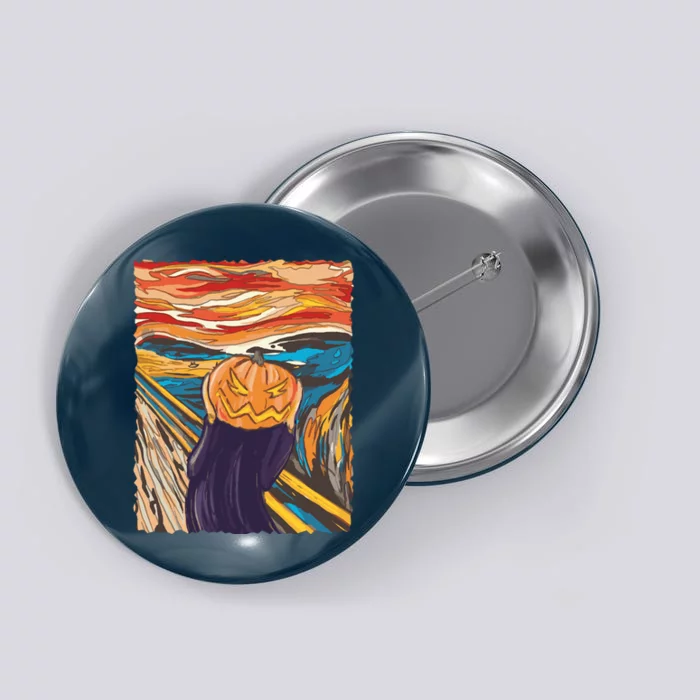 Pumpkin Scream Art Painting Parody Button