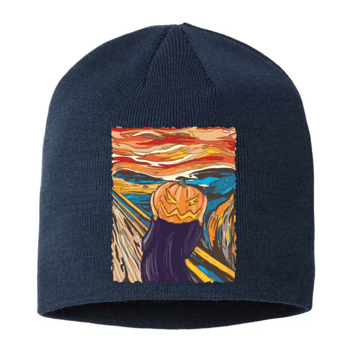 Pumpkin Scream Art Painting Parody 8 1/2in Sustainable Knit Beanie