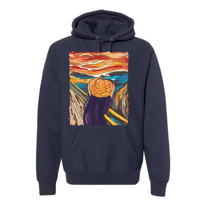 Pumpkin Scream Art Painting Parody Premium Hoodie