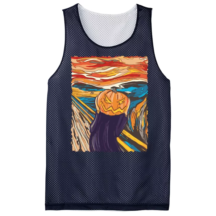 Pumpkin Scream Art Painting Parody Mesh Reversible Basketball Jersey Tank