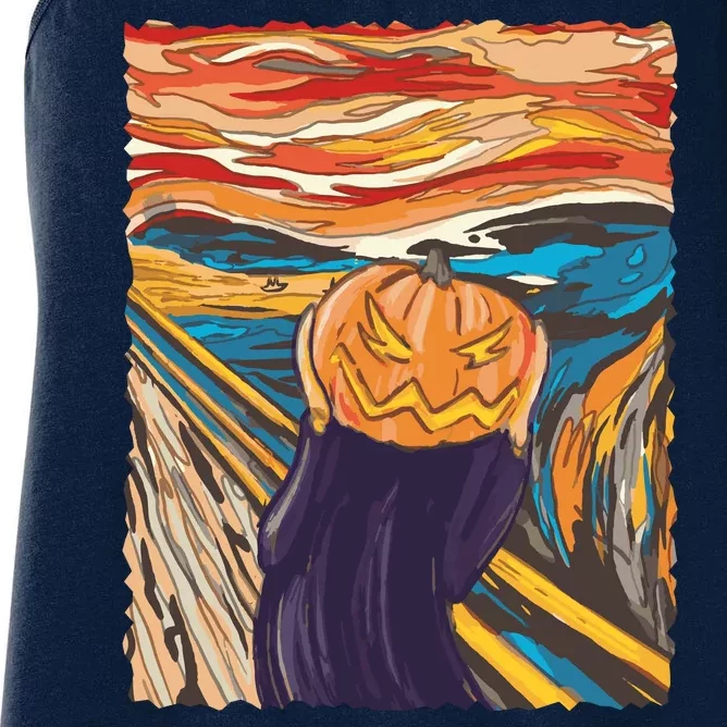 Pumpkin Scream Art Painting Parody Women's Racerback Tank