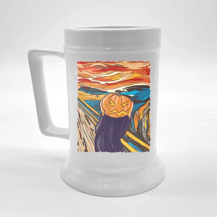 Pumpkin Scream Art Painting Parody Front & Back Beer Stein