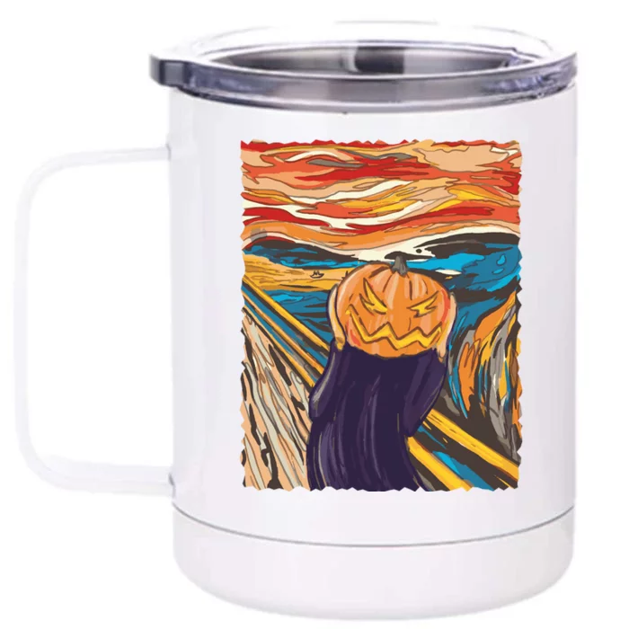 Pumpkin Scream Art Painting Parody Front & Back 12oz Stainless Steel Tumbler Cup