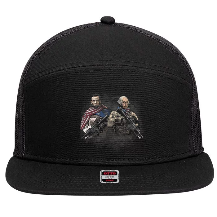 Presidential Soldiers: Abraham Lincoln And George Washington TShirt 7 Panel Mesh Trucker Snapback Hat