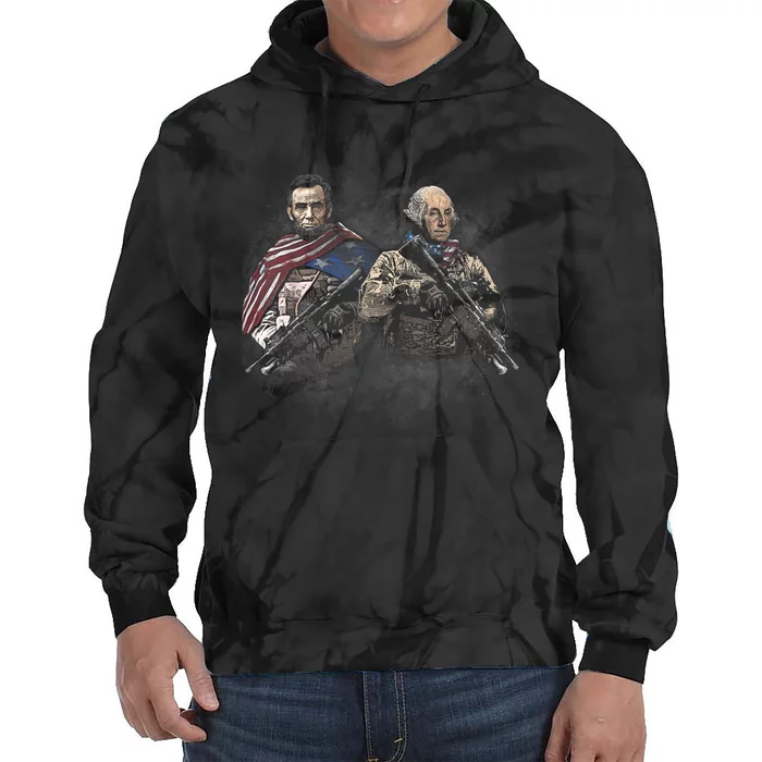 Presidential Soldiers: Abraham Lincoln And George Washington TShirt Tie Dye Hoodie