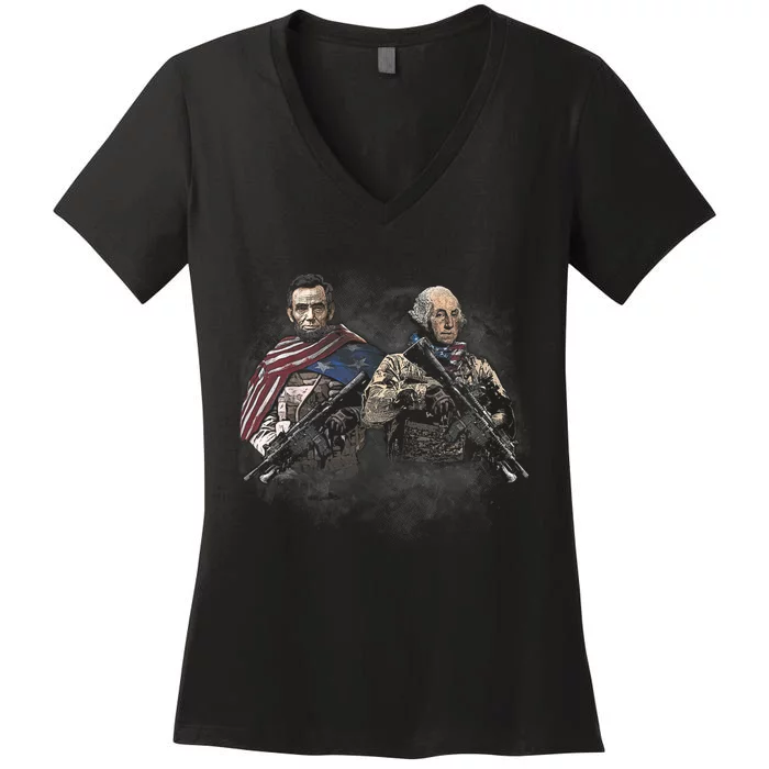 Presidential Soldiers: Abraham Lincoln And George Washington TShirt Women's V-Neck T-Shirt