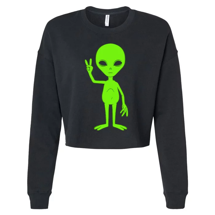 Peace Sign Alien Roswell Cropped Pullover Crew