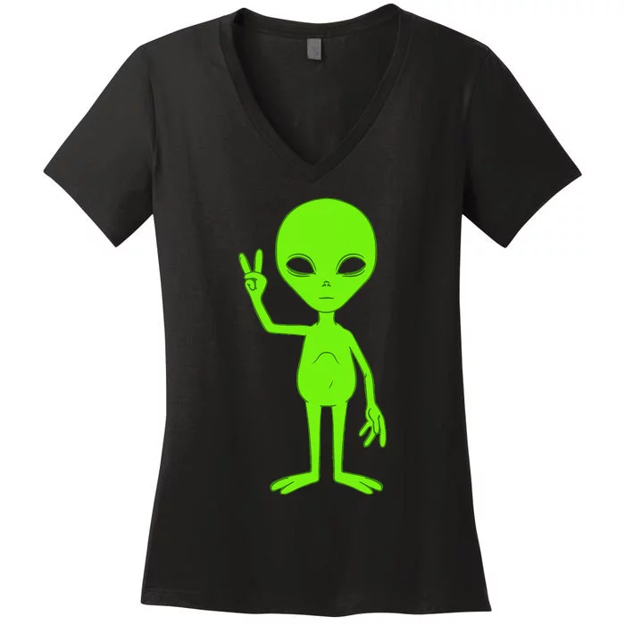 Peace Sign Alien Roswell Women's V-Neck T-Shirt