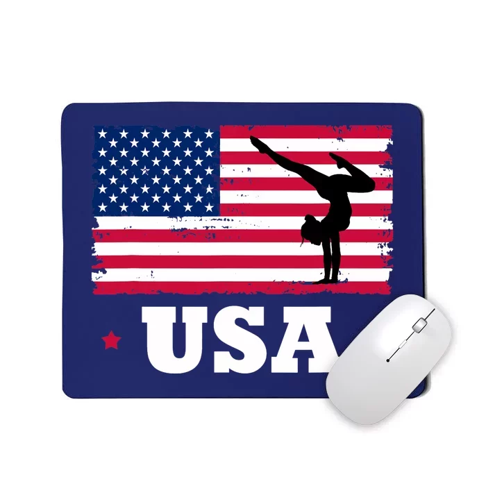 Patriotic Sports American USA Flag Girl Gymnastics Mousepad