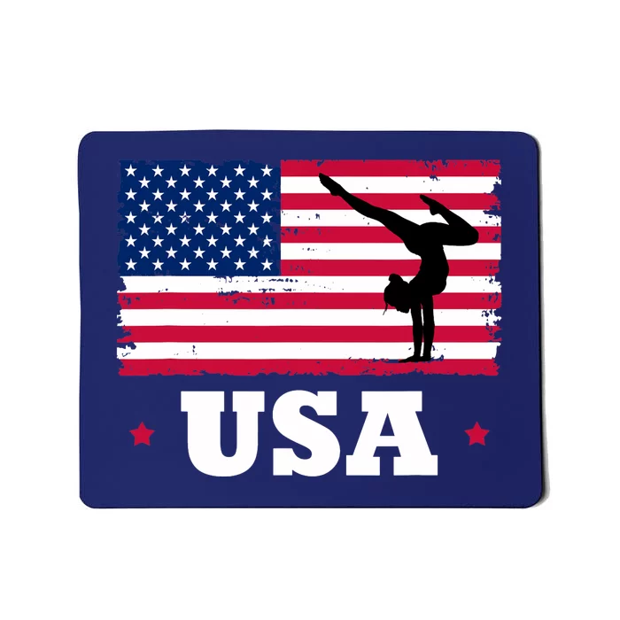 Patriotic Sports American USA Flag Girl Gymnastics Mousepad