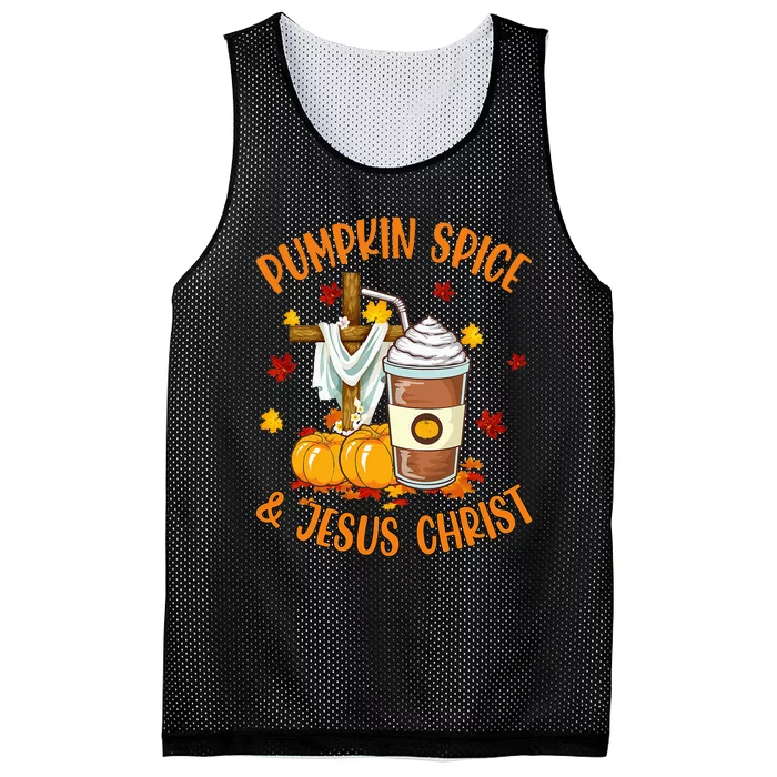 Pumpkin Spice And Jesus Christ Funny Coffee Lovers Gifts Mesh Reversible Basketball Jersey Tank