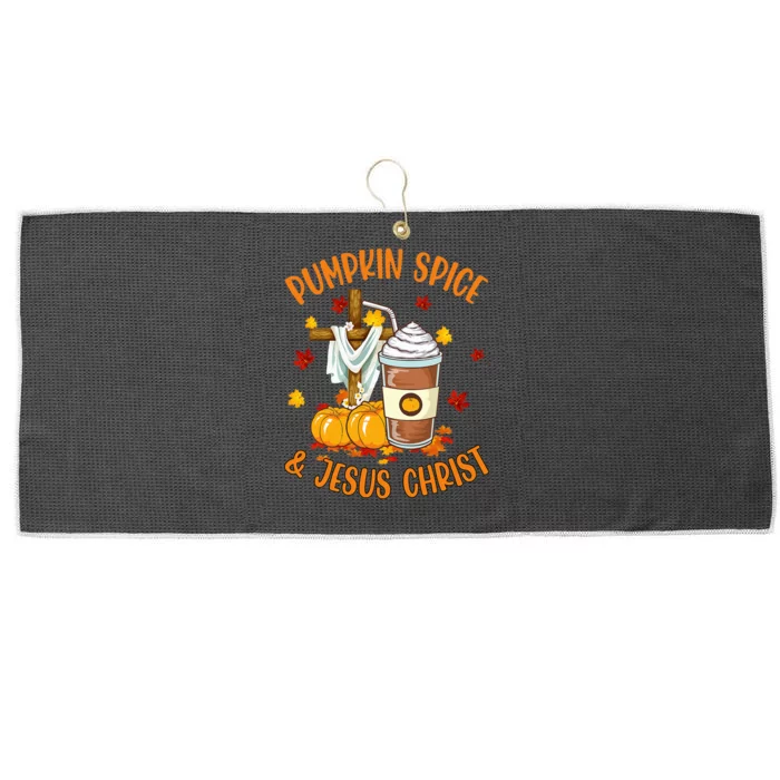 Pumpkin Spice And Jesus Christ Funny Coffee Lovers Gifts Large Microfiber Waffle Golf Towel