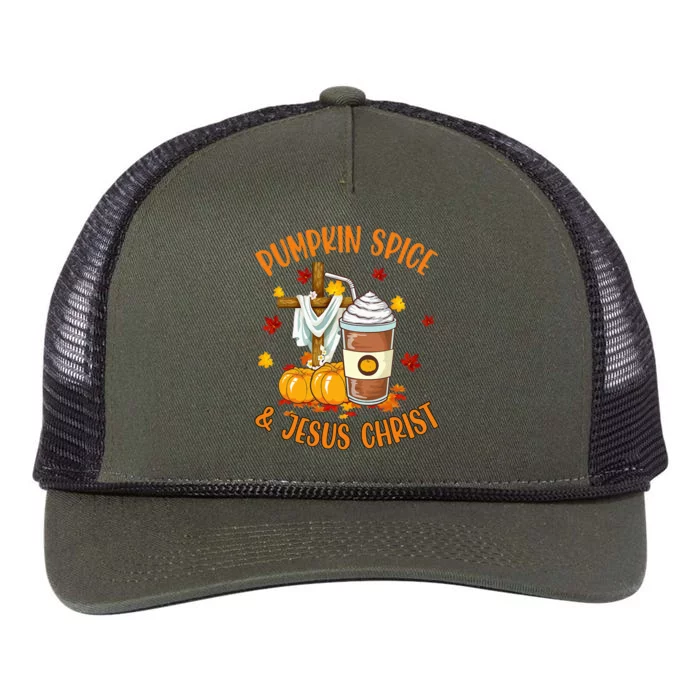 Pumpkin Spice And Jesus Christ Funny Coffee Lovers Gifts Retro Rope Trucker Hat Cap