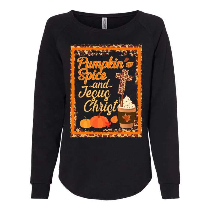 Pumpkin Spice And Jesus Christ Autumn Fall Leopard Print Womens California Wash Sweatshirt