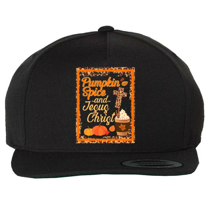 Pumpkin Spice And Jesus Christ Autumn Fall Leopard Print Wool Snapback Cap