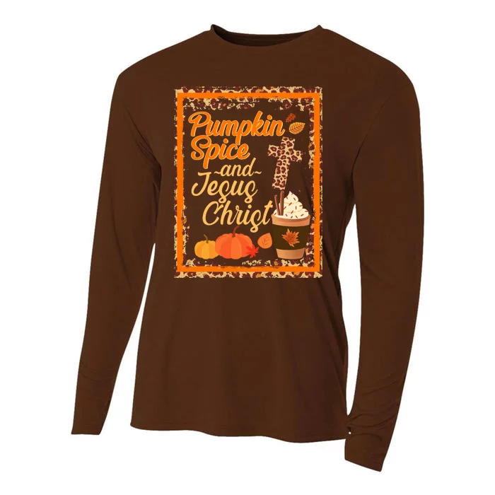 Pumpkin Spice And Jesus Christ Autumn Fall Leopard Print Cooling Performance Long Sleeve Crew