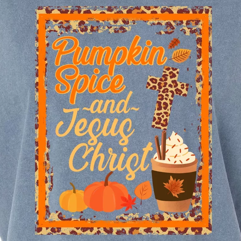 Pumpkin Spice And Jesus Christ Autumn Fall Leopard Print Garment-Dyed Women's Muscle Tee