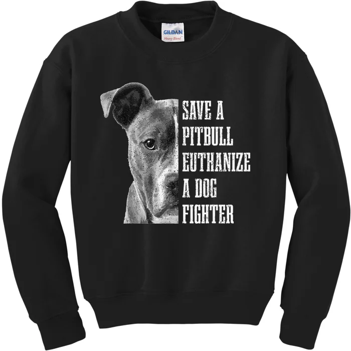 Pitbull Save A Pitbull Funny Dog Rescue Pitbull Mom Dad Kids Sweatshirt