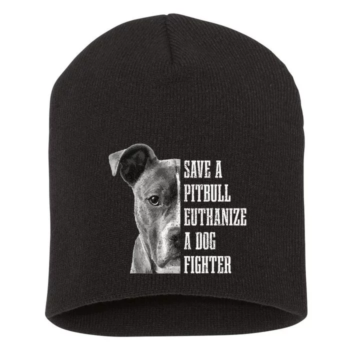 Pitbull Save A Pitbull Funny Dog Rescue Pitbull Mom Dad Short Acrylic Beanie