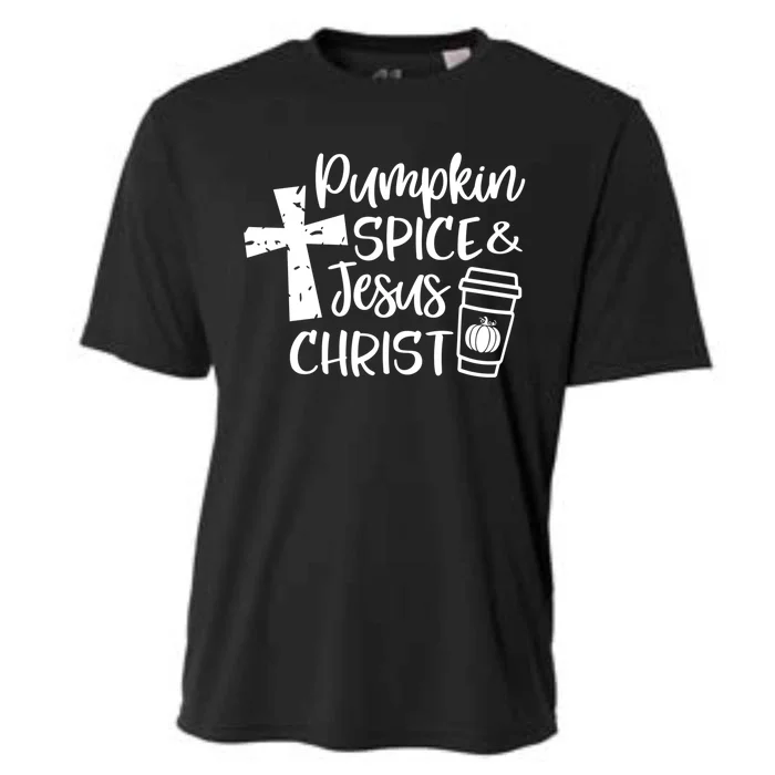 Pumpkin Spice And Jesus Christ Groovy Hello Fall Christian Gift Cooling Performance Crew T-Shirt