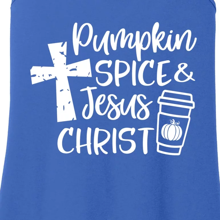 Pumpkin Spice And Jesus Christ Groovy Hello Fall Christian Gift Ladies Essential Tank