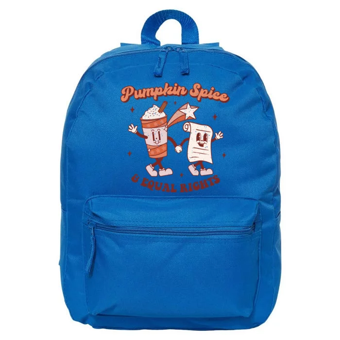 Pumpkin Spice And Equal Rights Retro Groovy Fall Season Gift 16 in Basic Backpack