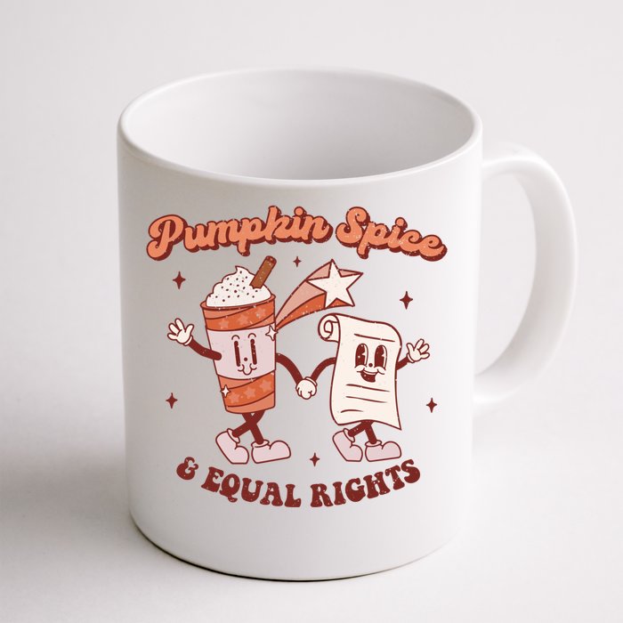 Pumpkin Spice And Equal Rights Retro Groovy Fall Season Gift Front & Back Coffee Mug