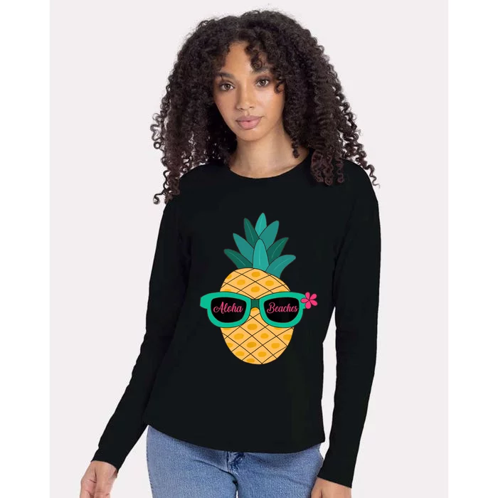 Pineapple Sunglasses Aloha Beaches Hawaiian - Hawaii Womens Cotton Relaxed Long Sleeve T-Shirt