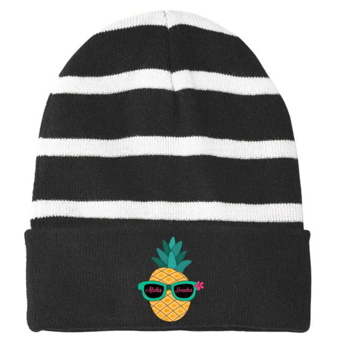 Pineapple Sunglasses Aloha Beaches Hawaiian - Hawaii Striped Beanie with Solid Band