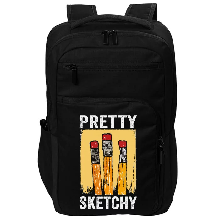 Pretty Sketchy Artist Pencils Sketch Sketching Paint Artist Impact Tech Backpack