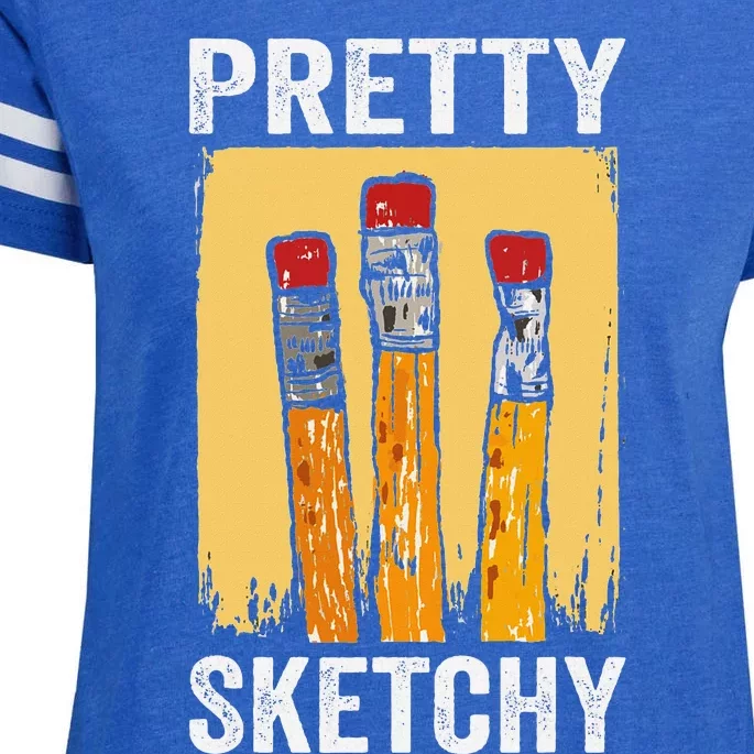 Pretty Sketchy Artist Pencils Sketch Sketching Paint Artist Enza Ladies Jersey Football T-Shirt