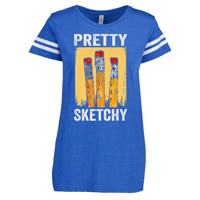 Pretty Sketchy Artist Pencils Sketch Sketching Paint Artist Enza Ladies Jersey Football T-Shirt