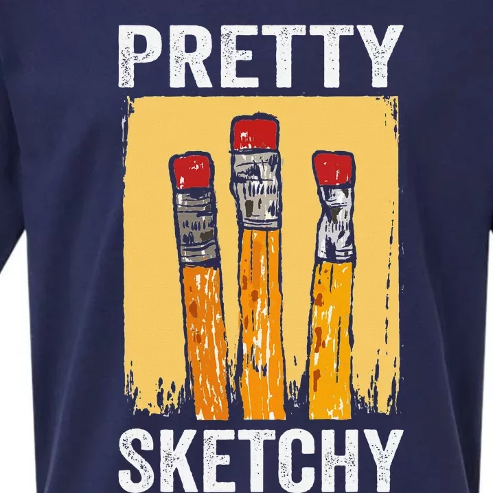 Pretty Sketchy Artist Pencils Sketch Sketching Paint Artist Sueded Cloud Jersey T-Shirt