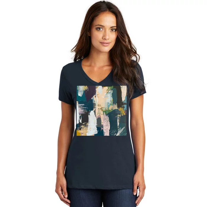 Paint Splatter Art Pattern Women's V-Neck T-Shirt