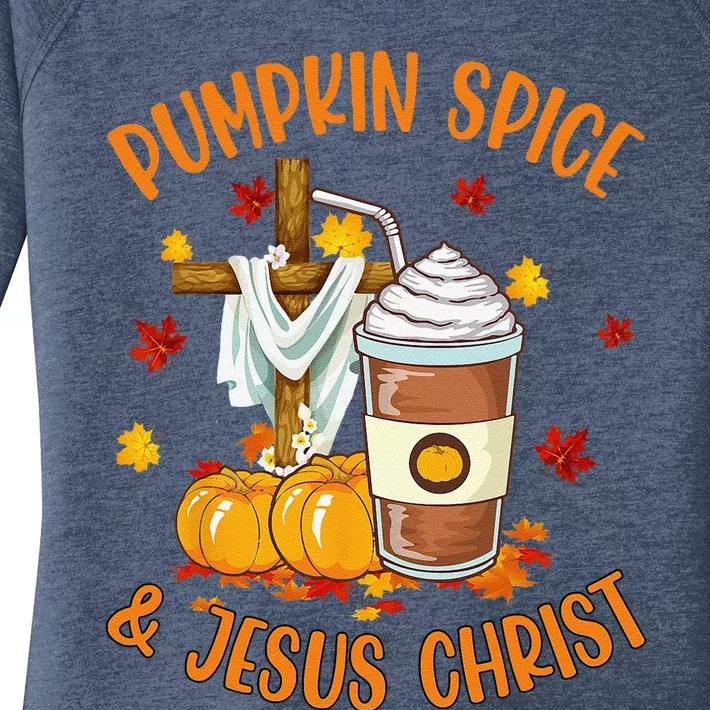 Pumpkin Spice And Jesus Christ Funny Coffee Lovers Gifts Women's Perfect Tri Tunic Long Sleeve Shirt