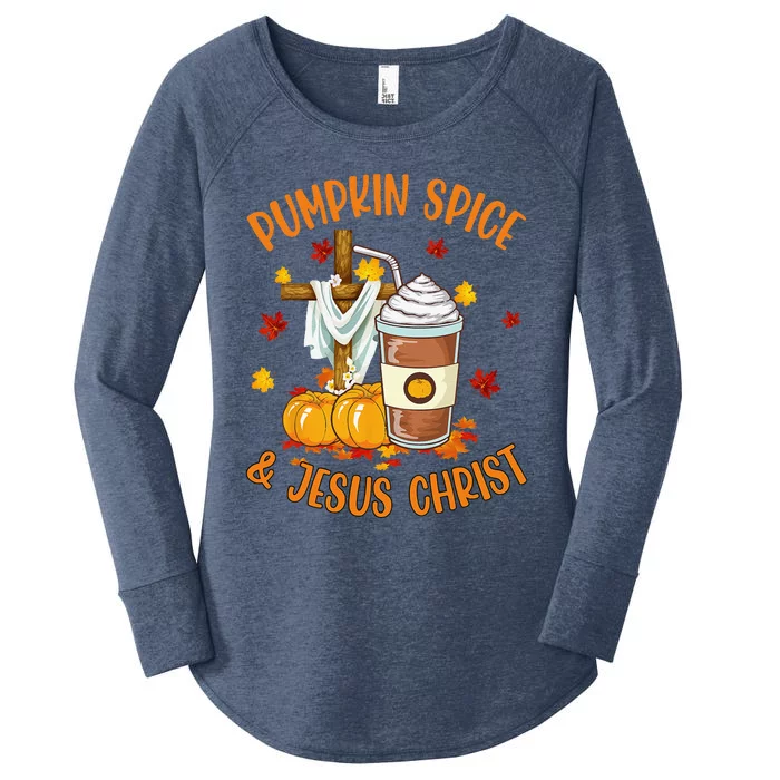 Pumpkin Spice And Jesus Christ Funny Coffee Lovers Gifts Women's Perfect Tri Tunic Long Sleeve Shirt