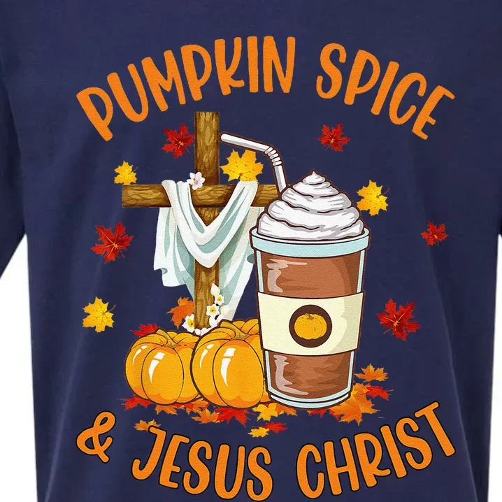 Pumpkin Spice And Jesus Christ Funny Coffee Lovers Gifts Sueded Cloud Jersey T-Shirt