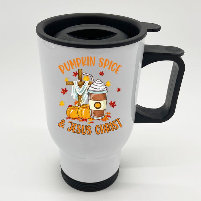 Pumpkin Spice And Jesus Christ Funny Coffee Lovers Gifts Front & Back Stainless Steel Travel Mug